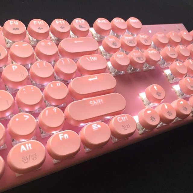 앱코 Hacker K840 조약돌 레트로 축교환 기계식 키보드 화이트Led 핑크 청축 :: 컴퓨터 전문 쇼핑몰 가이드컴
